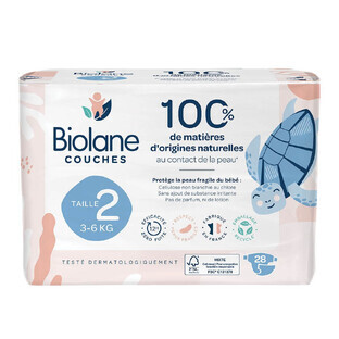 Biolane Naturals X28 Ecological diapers size 2 Pas de fuite x28