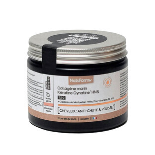 Nat&Form Colágeno Marino Queratina Cynatine HNS 2,5 g Anticaída y Crecimiento Capilar Sabor Melocotón 120g