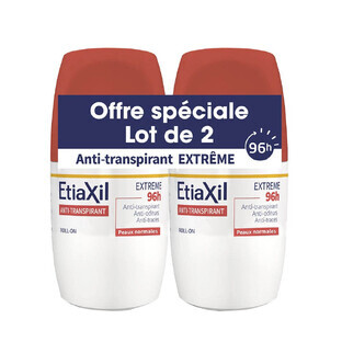 Etiaxil Déodorant Anti-transpirant Aisselles Extrême 96h Roll on 2x50ml