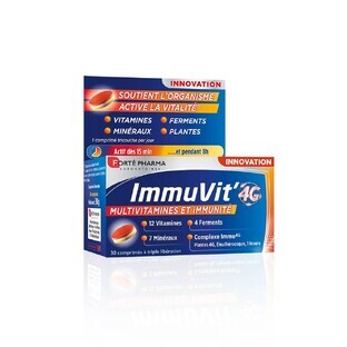 Forté Pharma ImmuVit'4G Immunité Adulte Vitamines Minéraux et Ferments 30 comprimés tri-couches