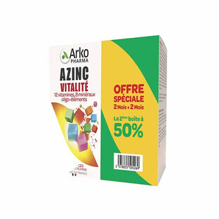 Arkopharma Azinc Forma y Vitalidad Vitaminas C, E, Zinc Dès 15 Ans 2x120 cápsulas