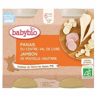 Babybio pack 6 meses de papillas de chirivía y jamón 2x200g