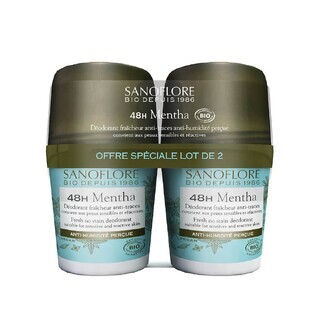Sanoflore Deodorant 48h Biologische Mentha Deodorant voor Vrouwen en Mannen 2x50ml