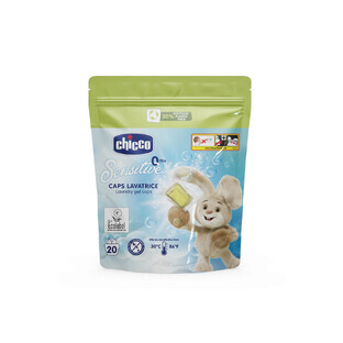 Capsule detergenti ipoallergeniche, + 0 mesi, Sensitive, 20 capsule, Chicco