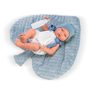 Baby baby blue heart with pigtail and cushion, 43 cm, 3 years+, Pablo, Asivil, Asivil