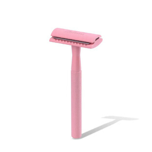Maquinilla de afeitar clásica con hoja de acero inoxidable y recambios, Rosa, 1 pz, Meloni
