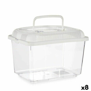 Vasca per pesci con maniglia Grande in plastica bianca 7 L 20 x 20 x 20 x 30 cm (8 unità)