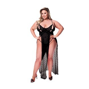 Babydoll Baci Lingerie Jurkje & G-string Zwart Damesmaat 2 Stuks