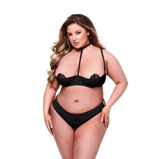 Set di biancheria intima Baci Lingerie Quarter Nero 2 Pezzi (Taglia Regina)