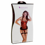 Corset S Pleasures Rouge/Noir (Taille unique)