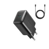 Joyroom JR-TCF23 Chargeur secteur USB-C 25W SFC / PPS / PD - noir + câble USB-C / USB-C 1m