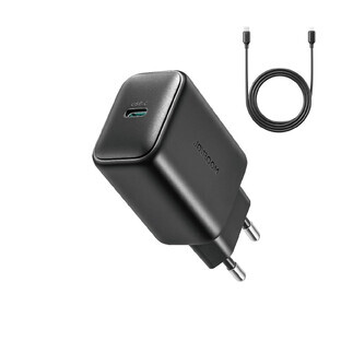 Joyroom JR-TCF23 USB-C 25W SFC / PPS / PD Netzladegerät - schwarz + USB-C / USB-C Kabel 1m