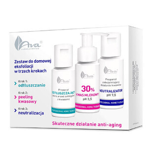 AVA, Professional Home Therapy Home Exfoliation Kit mit 30% Milchsäure, 3 x 50 ml