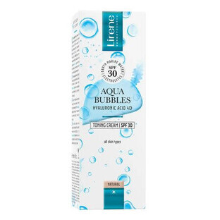 Crema nuantatoare cu SPF30 pentru fata, natural Aqua Bubbles, 30 ml, Lirene