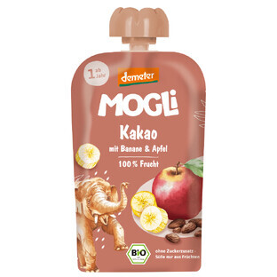 Organic puree, 1 year+, Cocoa, Apples and Bananas, 100 g, Mogli