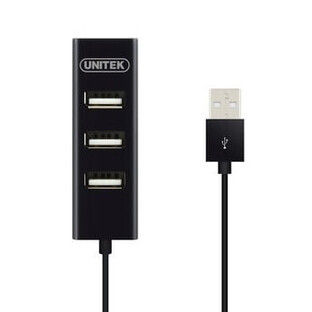 Unitek, Hub 4x USB 2.0, Y-2140, Carga de teléfono, negro