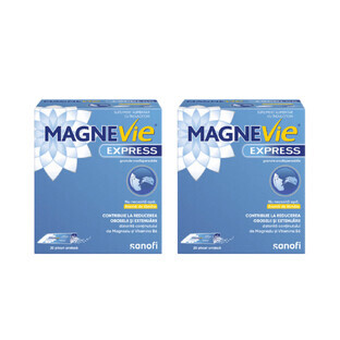 MagneVie Express, 150 mg magnesium + 0.7mg vitamin B6, extra energy, waterless administration, 2x20 sachets