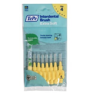 TePe Extra Soft Interdental Space Brushes 0.7mm Bright Yellow, 8 pcs.