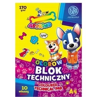 Bloc technique couleur A4 170g/m2, 10 feuilles