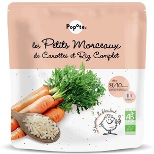 Alimento biologico con carote e riso integrale, 8-10 mesi, 190 g, Popote