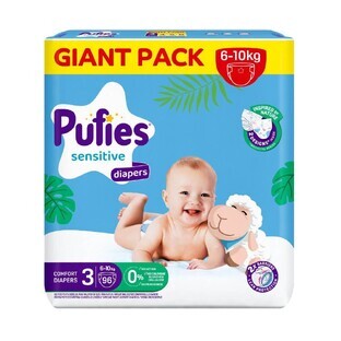 Sensitive Midi-Windeln, Nr. 3, 6-10 kg, 96 Stück, Pufies