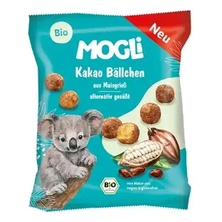 Bolas de Maíz Ecológicas Expandidas, Cacao, 30 g, Mogli