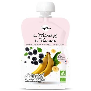 Organic puree with 51% blackberries and 43% bananas, 4-6 months, 120 g, Popote