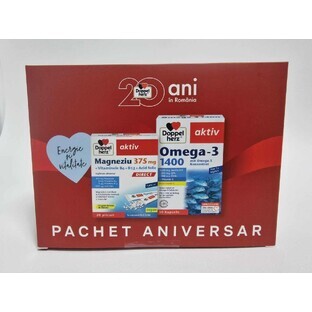 Doppelherz Aktiv Omega 3 1400 +Magnesium Direct 375mg+Vit. B6+B12+foliumzuur 20e verjaardagspakket