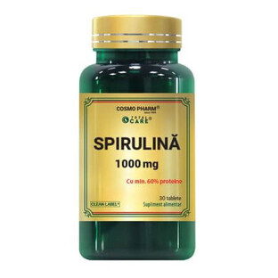 Spirulina, 1000 mg, 30 tablete, Cosmopharm