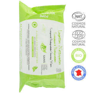 Alphanova Bébé Bebe Biodegradable Olive Wipes X60