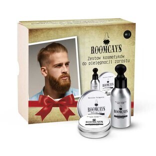 Roomcays #1 Schönheitsset für Männer Bartöl, 50ml + Schnurrbartwachs, 30ml + Bartbalsam, 30ml