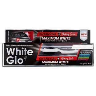 White Glo Charcoal + Baking Soda Maximum White Toothpaste Whitening toothpaste 150 g + brush