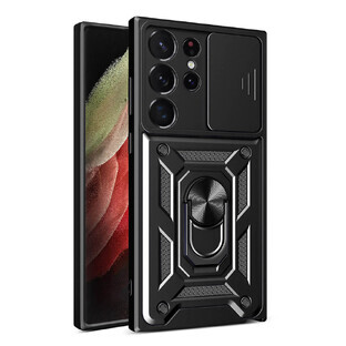 Custodia Hybrid Armor Camshield per Samsung Galaxy S23 Custodia ultra corazzata con copertura della fotocamera nera