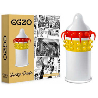 Egzo Lucky Dude Condom with caressing spikes and tabs Medium, 1 piece