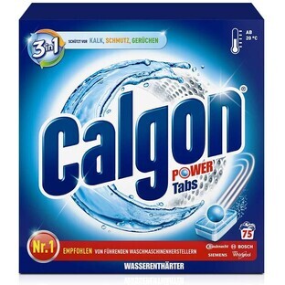Calgon 3-in-1 Tabs, water softener for washing machine scale and dirt, 75 tablets