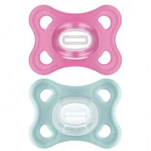 MAM Comfort Silicone Pacifier 3-12M Green/Pink 2u