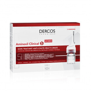 Vichy Dercos Aminexil Clinico 5 Anti-Caduta Multi-Azione per Donna, 21 Dosi Singole
