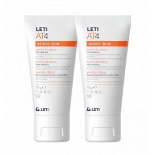 Leti AT4 DUPLO Crème pour le change à base d'eau Pâte pour peau atopique, 2x75g