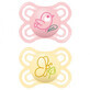 MAM Sucette parfaite en silicone 2-6M Rose/Jaune 2u