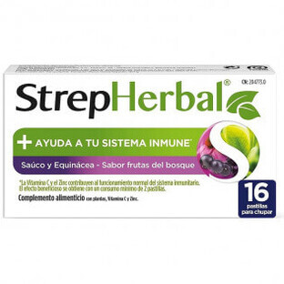 Strepherbal 16 Chewable Lozenges Elderberry and Echinacea Flavor