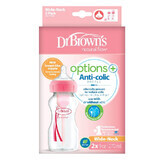 Dr Browns 2-pack of Options+ Pink wide neck bottles, 270 ml, 2 pcs