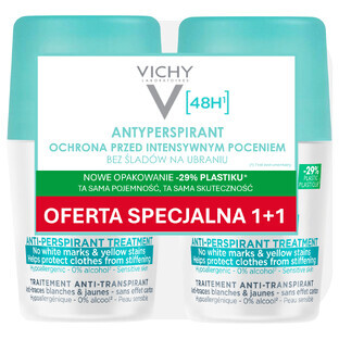 Vichy, roll-on antitraspirante 48h, contro le macchie sui vestiti, 2 x 50 ml
