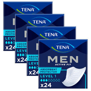 Set Tena Men Active Fit, solette anatomiche per uomo, livello 1, 4 x 24 pezzi