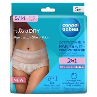 Canpol Babies, breathable 2-in-1 postpartum panties, with pad, disposable, size S/M