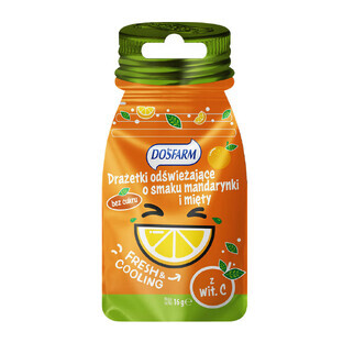 Dosfarm Dragees refrescantes con vitamina C, sabor mandarina y menta, 16 g