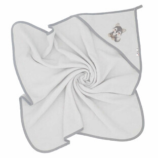 Bocioland, bath robe, 100 x 100 cm, 100% cotton, hooded towel, color gray, wolf, 1 piece