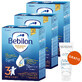 Set Bebilon Advance Pronutra 3 Junior, nährende Formel auf Milchbasis, nach 1 Jahr, 3 x 1000 g + Bioderma Atoderm Intensive Baume, beruhigende Emollient-Lotion, 75 ml gratis