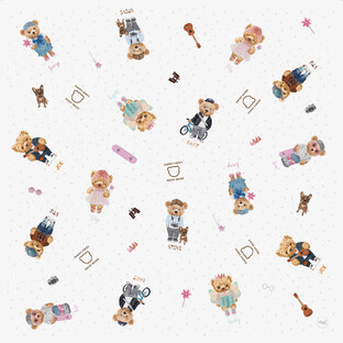 Ceba Baby, protective mat, Fluffy Puffy Teddy Bears, 120 cm x 120 cm