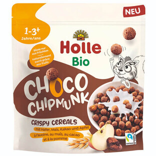 Holle Bio Choco Chipmunk cereali per la colazione, palline di cioccolato, da 1 anno, 125 g