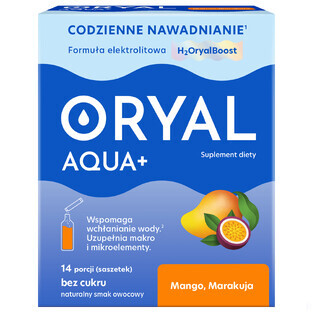 Oryal Aqua+ Mango, Passion Fruit, sugar free, 14 sachets